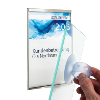 Tuerschild Vitrum G aus Glas und Edelstahl 150 105 mm
